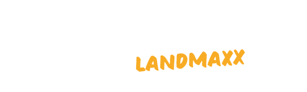 Textgrafik mit "20 Jahre" in fetten weißen Großbuchstaben und "LANDMAXX" in fetten orangefarbenen Großbuchstaben auf hellgrauem Hintergrund.
